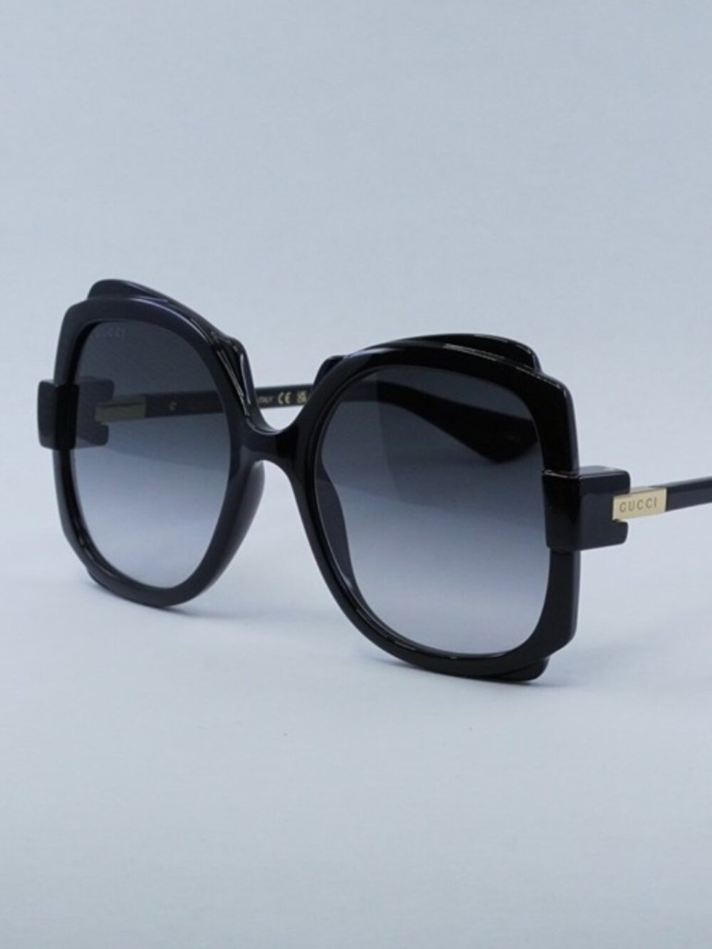 Gucci GG1431S 001 Women Sunglasses Black Butterfly Frame, Grey Lenses